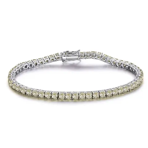 Europe and the United States Full of Diamonds Light Yellow Stone Charm Bracelet - Plated Brass jewelry made by BlueOne Jewelry