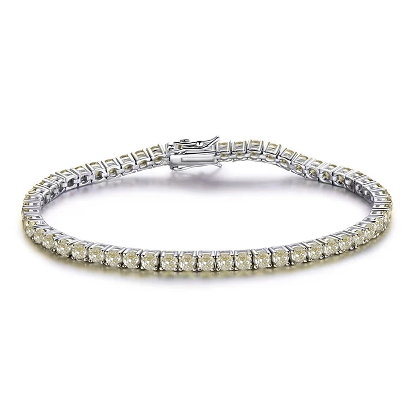 Europe and the United States Full of Diamonds Light Yellow Stone Charm Bracelet made by BlueOne Jewelry