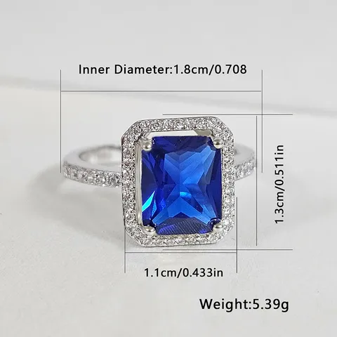 Europe and the United States Dark Blue Zircon Ring Men and - view 3