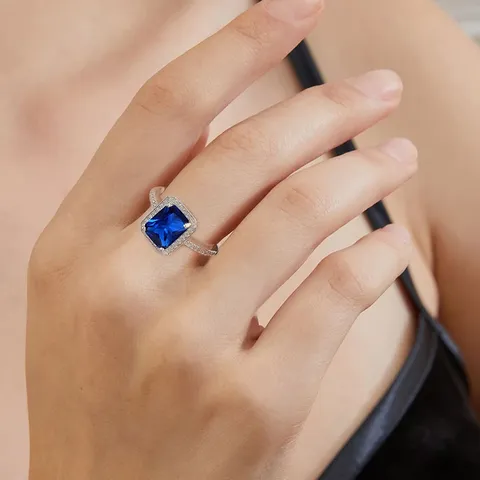Europe and the United States Dark Blue Zircon Ring Men and - view 2