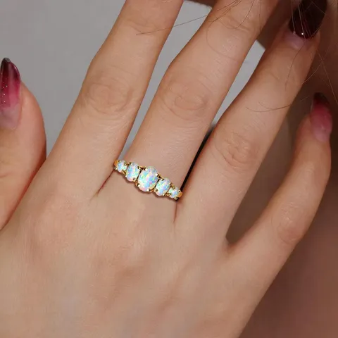 Europe and the United States Fashion Ring Female Egg-shaped Opal Delicate - view 2