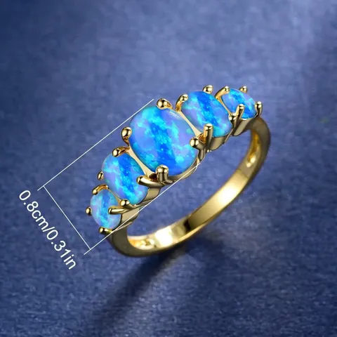 Plated Brass Europe and the United States Fashion Ring Female Egg-shaped Opal Delicate - view 3
