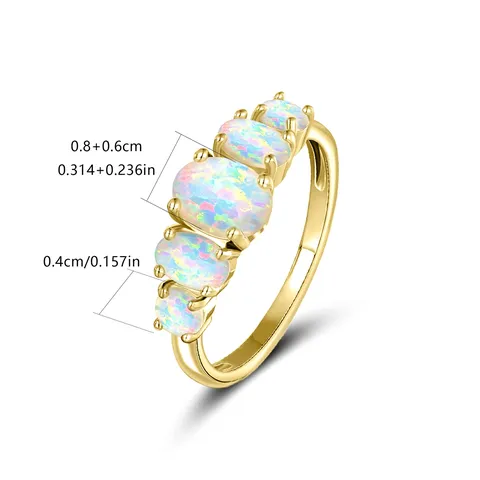 Europe and the United States Fashion Ring Female Egg-shaped Opal Delicate - view 3