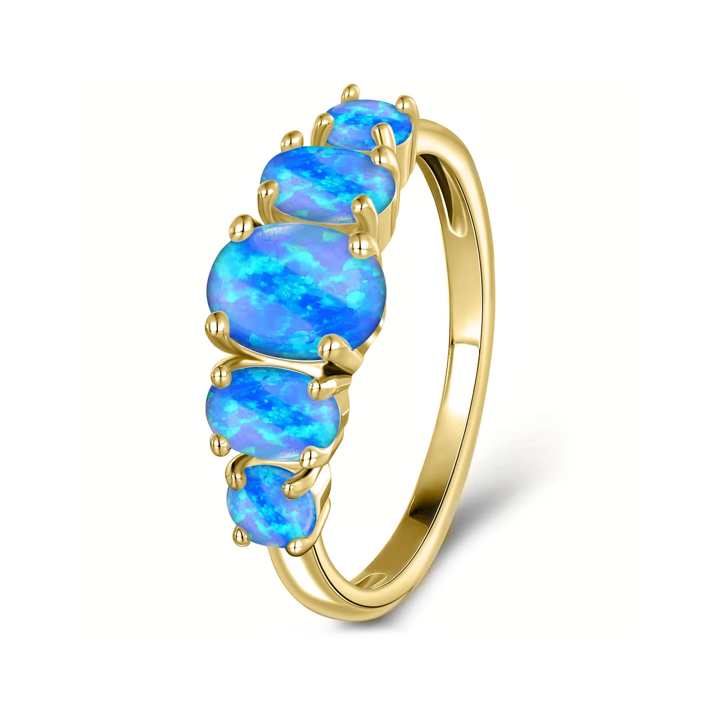 Plated Brass Europe and the United States Fashion Ring Female Egg-shaped Opal Delicate made by BlueOne Jewelry