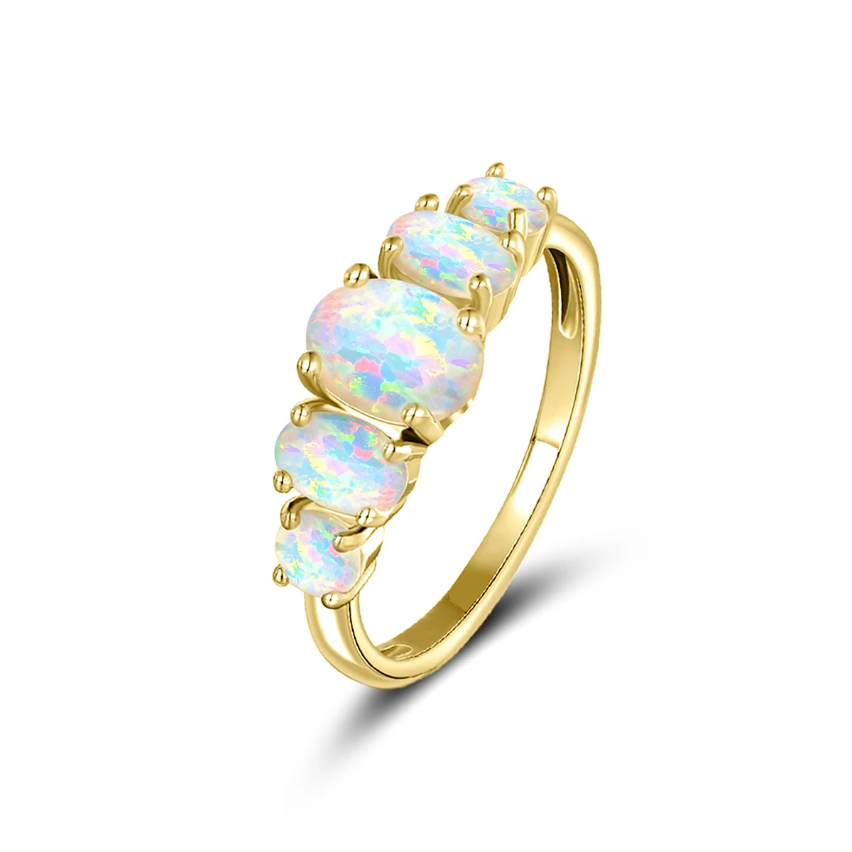 Europe and the United States Fashion Ring Female Egg-shaped Opal Delicate made by BlueOne Jewelry