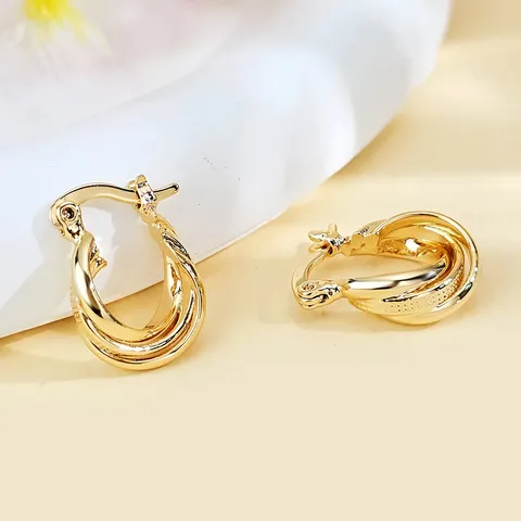 Plated Brass Europe and the United States Fashion Simple Coil Earrings - Plated Brass jewelry made by BlueOne Jewelry