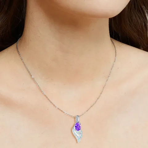 Europe and the United States Fashion Jewelry Opal Necklace Pendant Collar Collarbone Chain - view 2