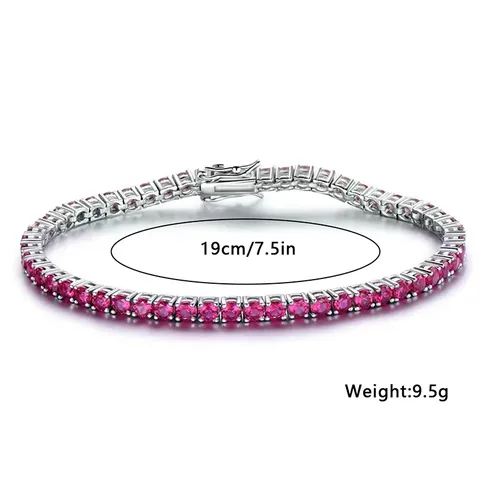 Europe and the United States Fuchsia Zircon Bracelet Simple White Gold - view 3