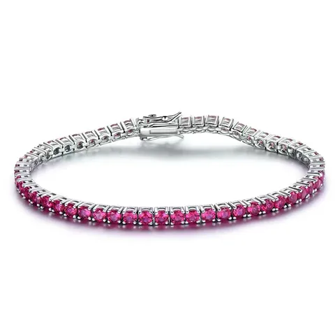 Europe and the United States Fuchsia Zircon Bracelet Simple White Gold - Plated Brass jewelry made by BlueOne Jewelry