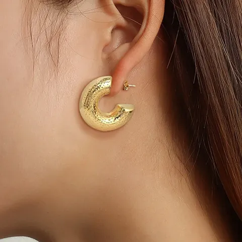 Europe and the United States Geometric Stainless Steel Hollow Earrings Senior - Style 4135 - view 2