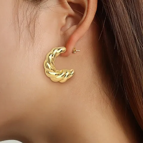Europe and the United States Geometric Stainless Steel Hollow Earrings Senior - Style 4132 - view 2