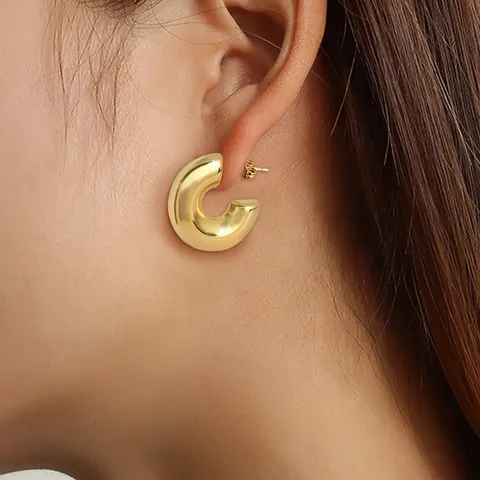 Europe and the United States Geometric Stainless Steel Hollow Earrings Senior - Style 4131 - view 2