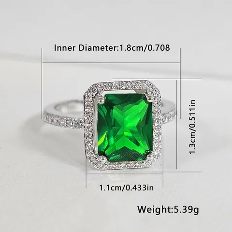 Europe and the United States Green Zircon Ring Men and Women - view 3