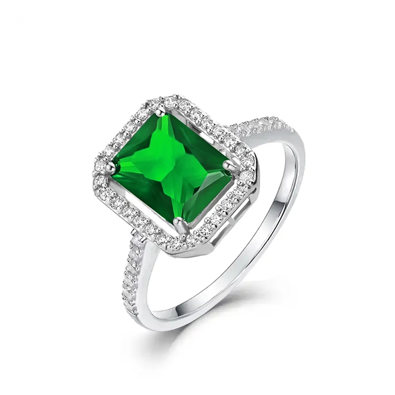 Europe and the United States Green Zircon Ring Men and Women made by BlueOne Jewelry