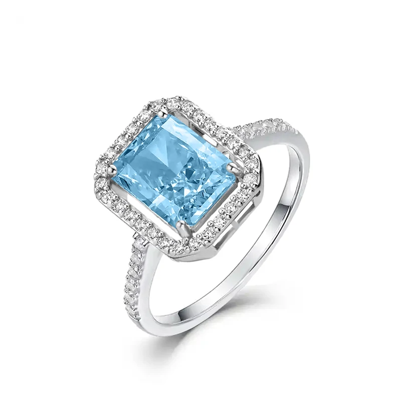 Europe and the United States Light Blue Zircon Ring Men and made by BlueOne Jewelry