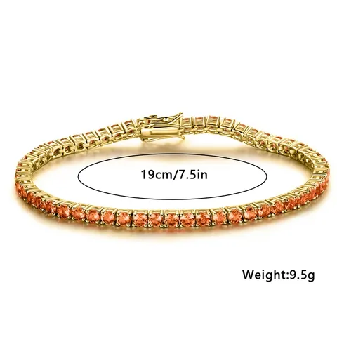 Europe and the United States Orange and Red Zirconia Bracelet Simple - view 3
