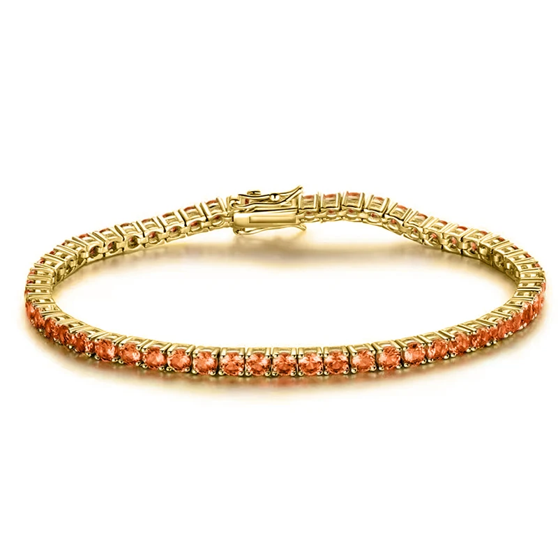 Europe and the United States Orange and Red Zirconia Bracelet Simple made by BlueOne Jewelry