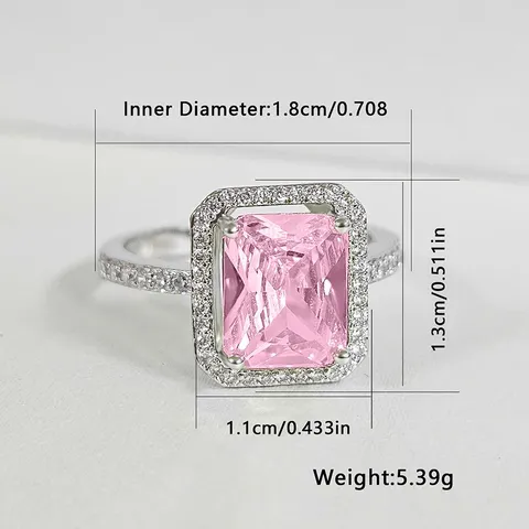Europe and the United States Pink Zirconia Men’s and Women’s Rings - view 3
