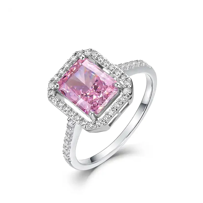 Europe and the United States Pink Zirconia Men’s and Women’s Rings made by BlueOne Jewelry