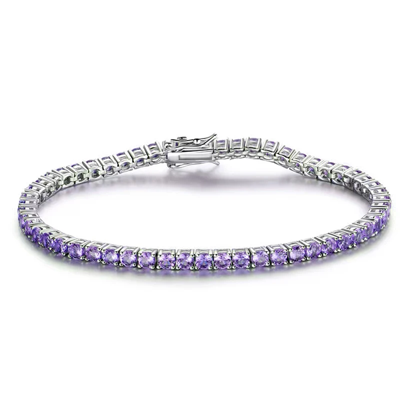 Europe and the United States Purple Zircon Bracelet Simple White Gold made by BlueOne Jewelry