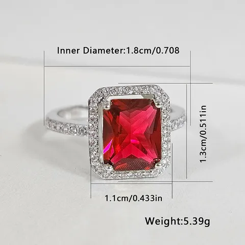 Europe and the United States Red Zircon Ring Men and Women - view 3