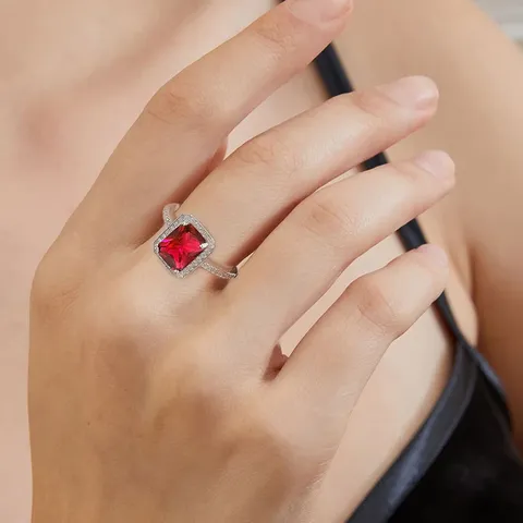 Europe and the United States Red Zircon Ring Men and Women - view 2