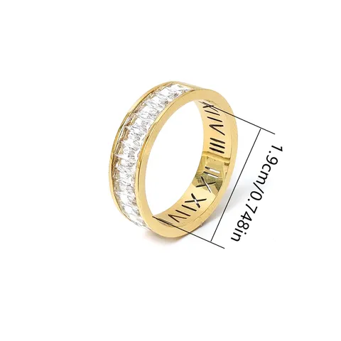 Europe and the United States Roman Numerals Inlaid Diamond Ring Korean - view 3
