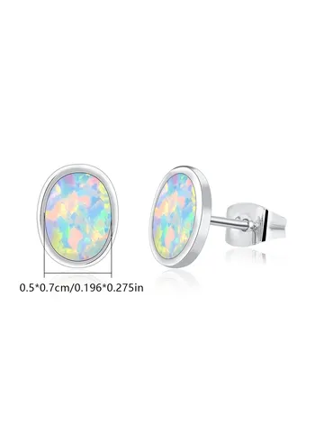 Europe and the United States Simple Earrings Opal Oval Earrings Exquisite - view 3