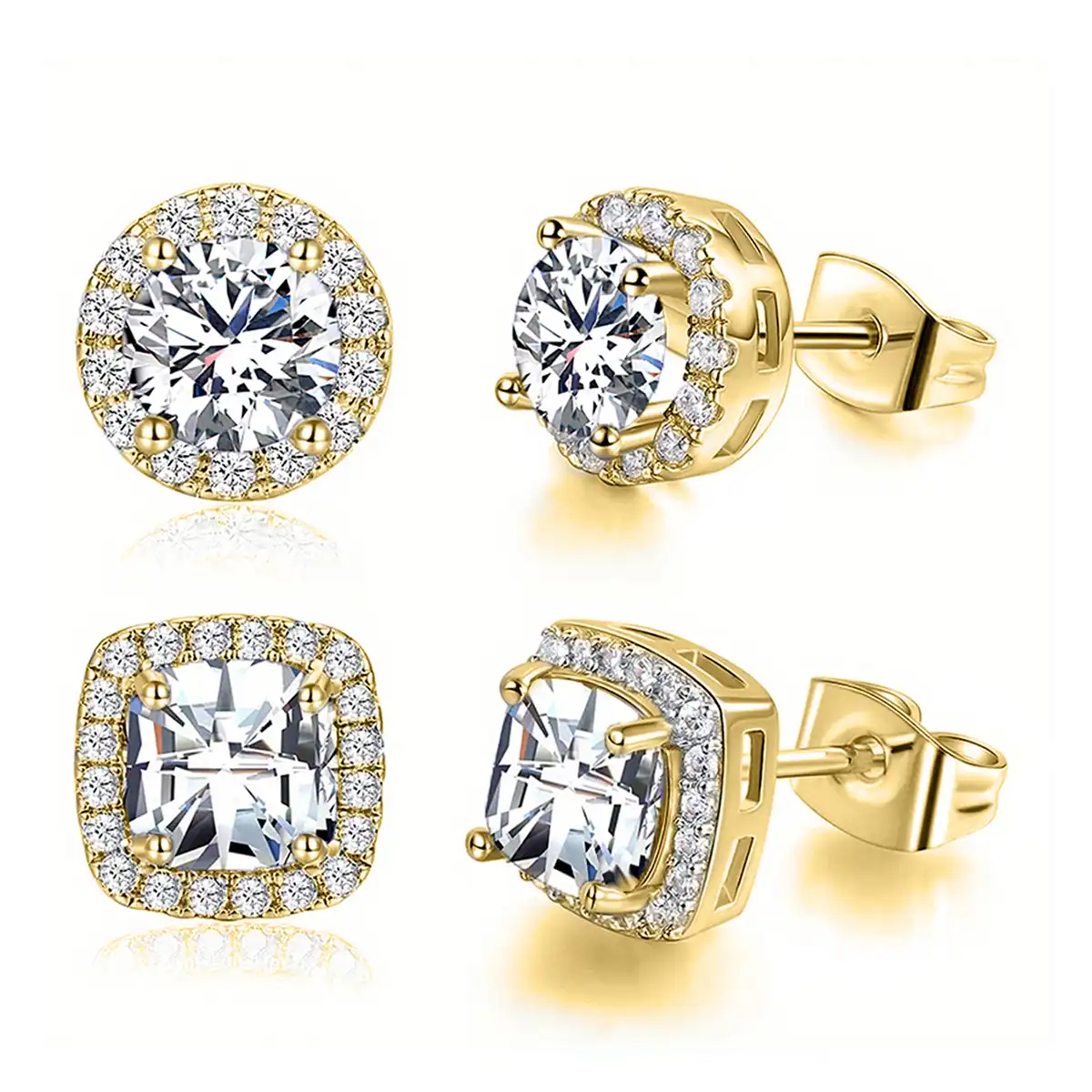 Cubic Zirconia Europe and the United States Small Square Sugar Zirconia Earrings Set made by BlueOne Jewelry