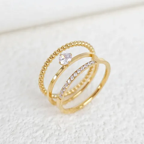 Europe and the United States Stainless Steel Ring Set of Three - Stainless Steel jewelry made by BlueOne Jewelry