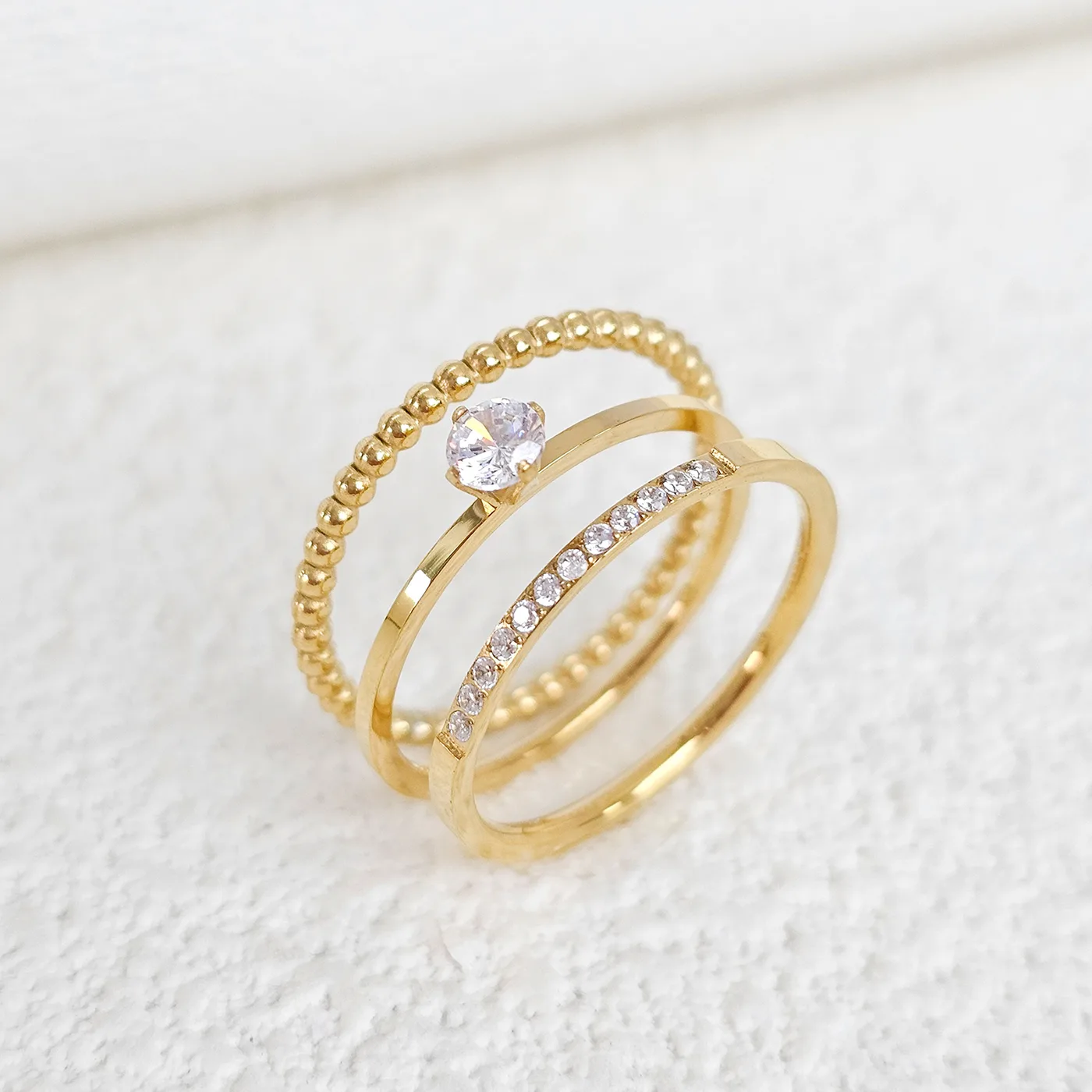 Europe and the United States Stainless Steel Ring Set of Three made by BlueOne Jewelry