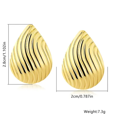 Europe and the United States Water Drop Earrings Simple French Gold-plated - view 3