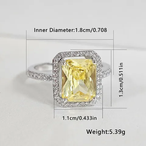 Europe and the United States Yellow Zircon Ring Men and Women - view 3