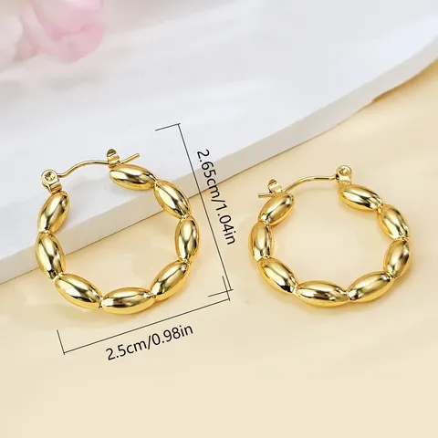 European & American Fashion Elegance Stainless Steel Colorfast Earrings Simple and - view 3