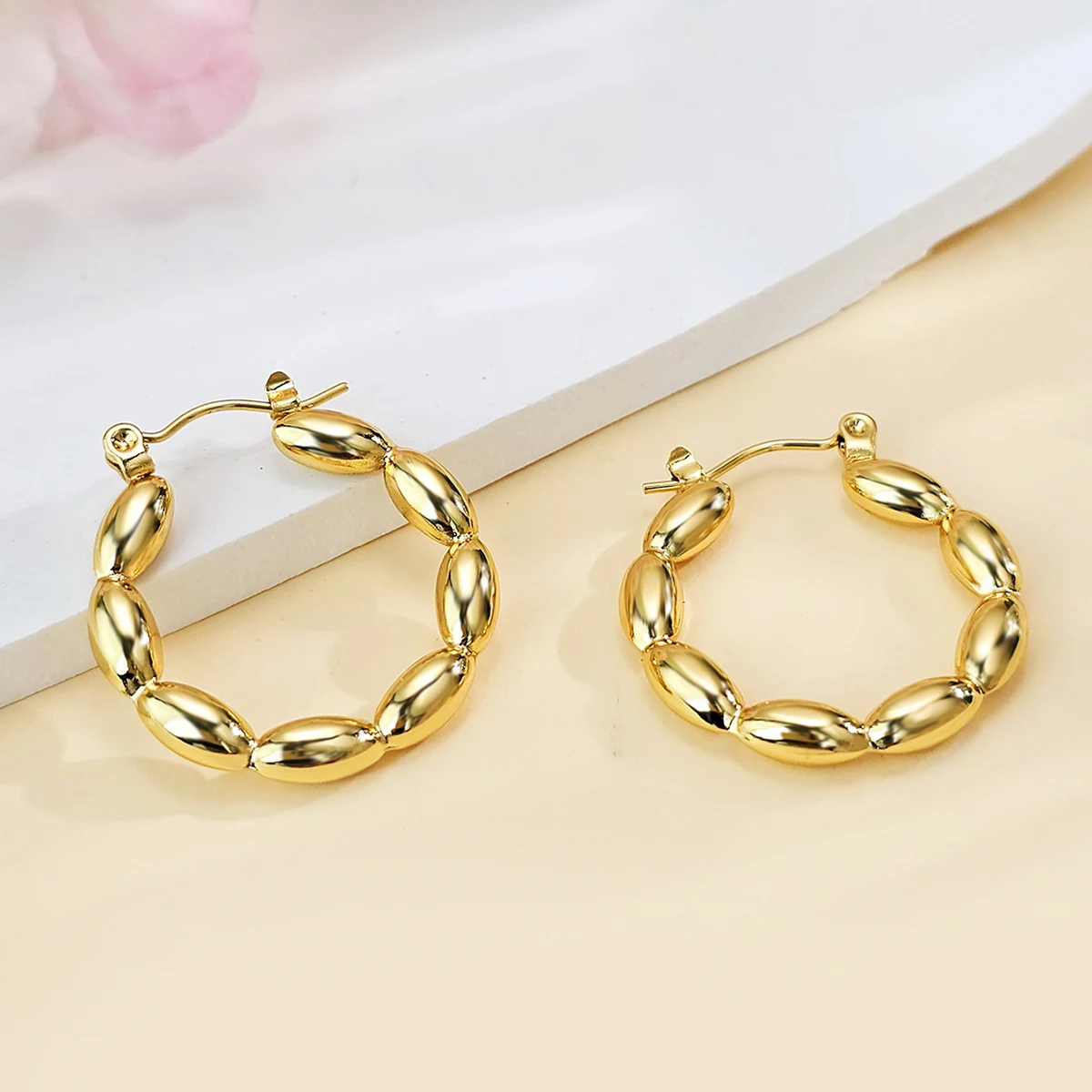 European & American Fashion Elegance Stainless Steel Colorfast Earrings Simple and made by BlueOne Jewelry