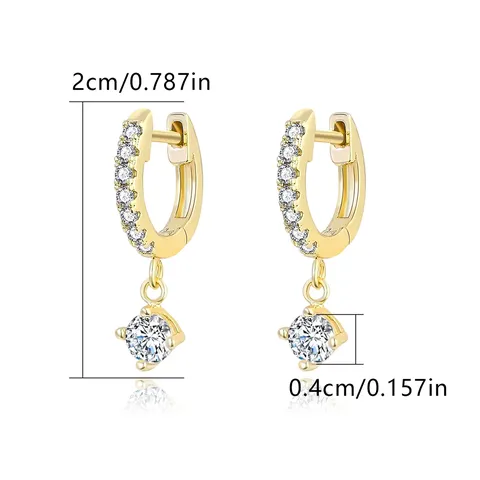 European and American Earrings Women Personalized Diamonds Round Zirconia Earrings Buckles - view 3