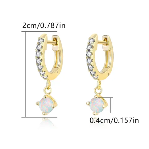 European and American Earrings Women Personalized Diamonds Opal Earrings Buckles Women - view 3