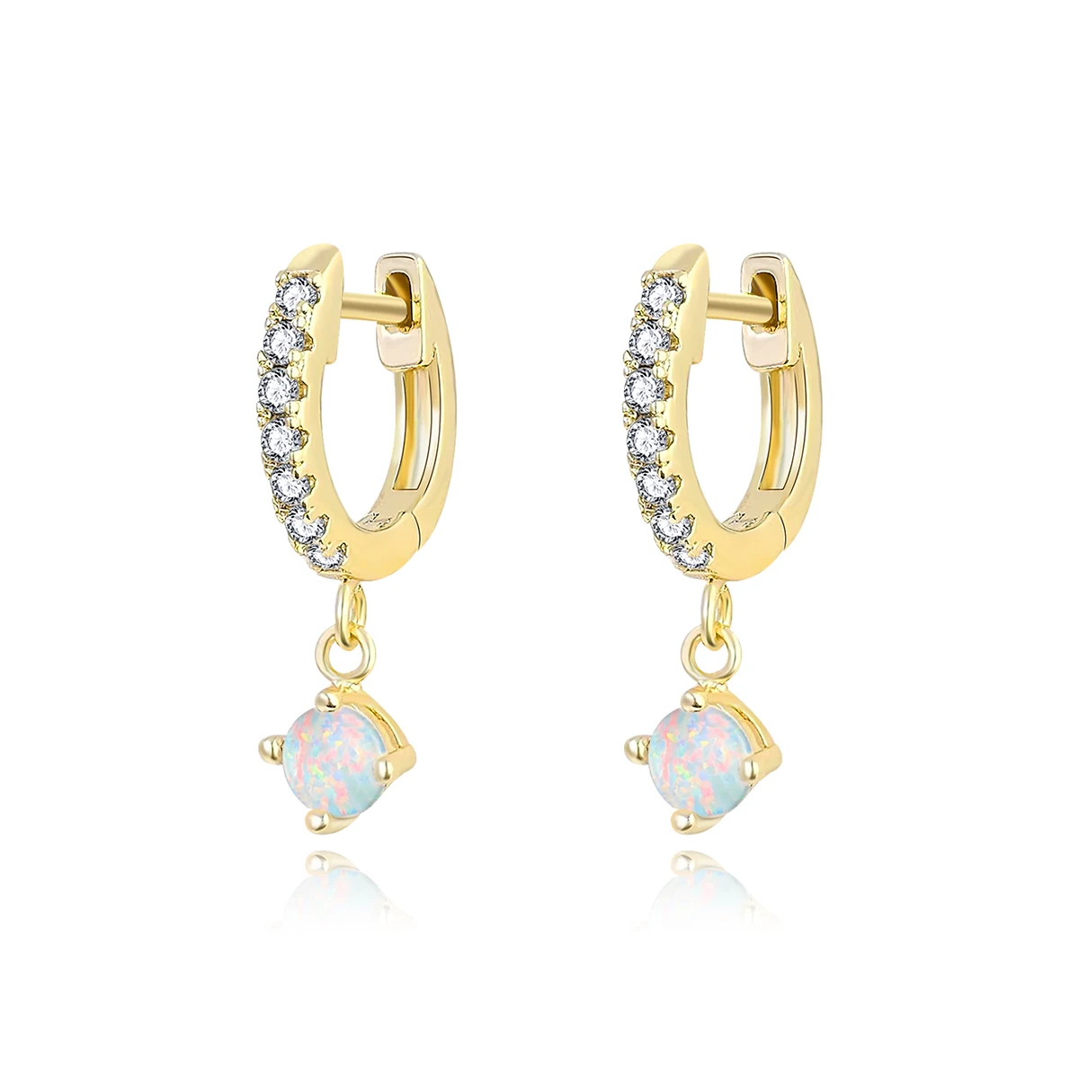 European and American Earrings Women Personalized Diamonds Opal Earrings Buckles Women made by BlueOne Jewelry