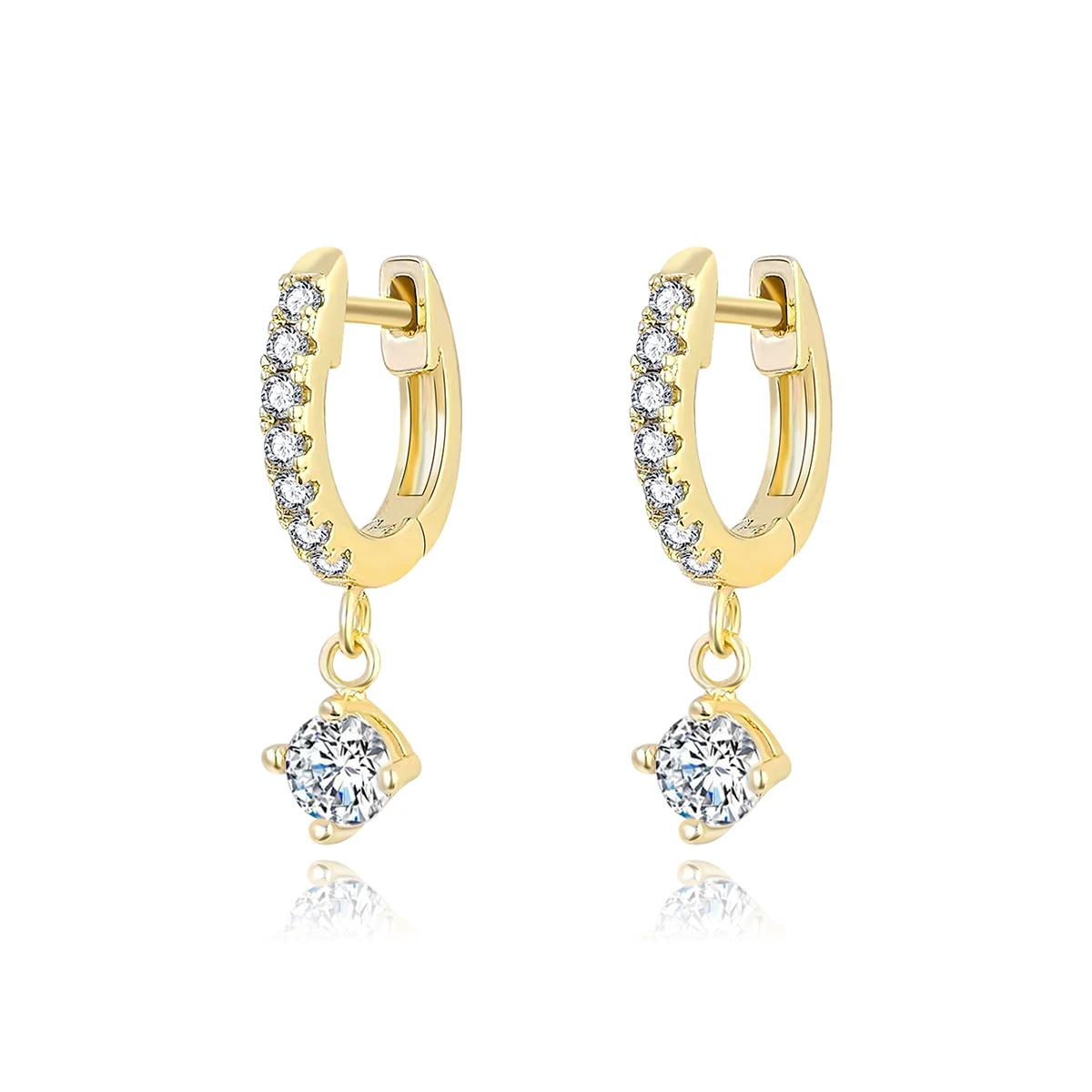 European and American Earrings Women Personalized Diamonds Round Zirconia Earrings Buckles made by BlueOne Jewelry