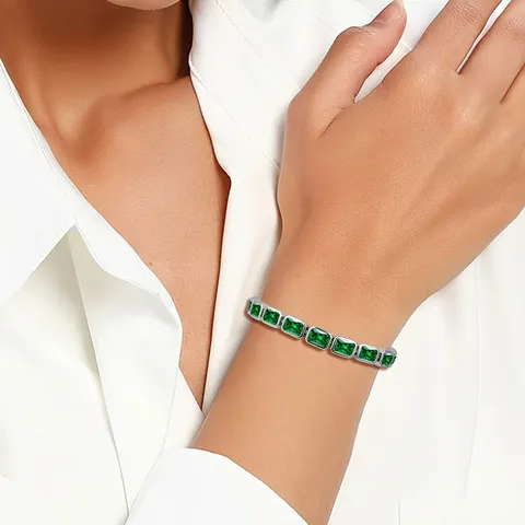 European and American Green Zirconia Bracelet Personalized Fashion Simple Hand Jewelry - view 2