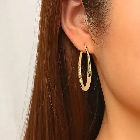 Plated Brass European and American Fashion Exaggerated Big Circle Earrings Personalized Trend Fashion - view 2
