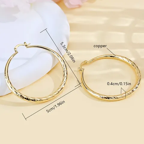 Plated Brass European and American Fashion Exaggerated Big Circle Earrings Personalized Trend Fashion - view 3