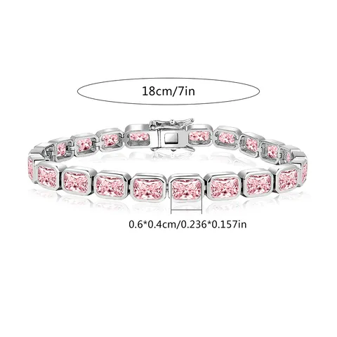 European and American Pink Zirconia Bracelet Personalized Fashion Simple Hand Jewelry - view 3