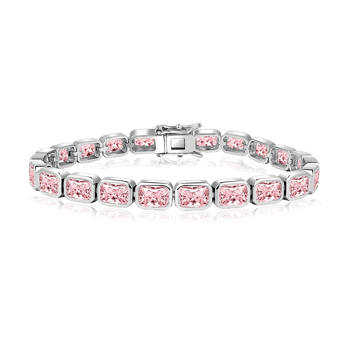 European and American Pink Zirconia Bracelet Personalized Fashion Simple Hand Jewelry made by BlueOne Jewelry