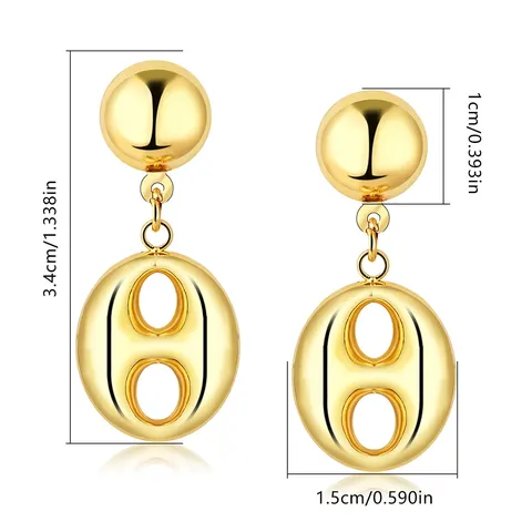 European and American Pop Ins Light Luxury High Quality Earrings Oval - view 3