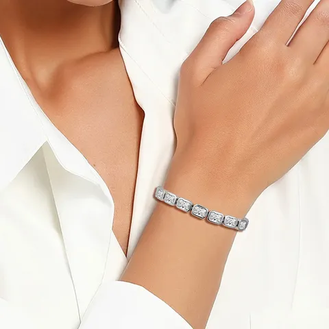 European and American Zircon Bracelet Personalized Fashion Simple Hand Jewelry Rectangular - view 2
