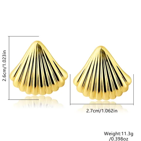 Models Seaside Resort Wind Fan-shaped Earrings Fall and Winter Senior Fashion - view 3