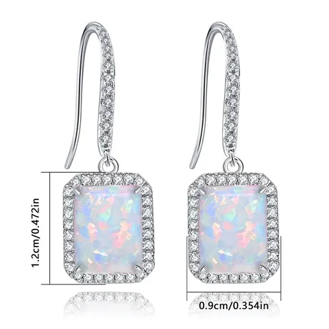 Paragraph 2023 Europe and the United States Multi-color Square Opal Earrings - view 3