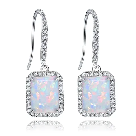 Paragraph 2023 Europe and the United States Multi-color Square Opal Earrings - Plated Brass jewelry made by BlueOne Jewelry