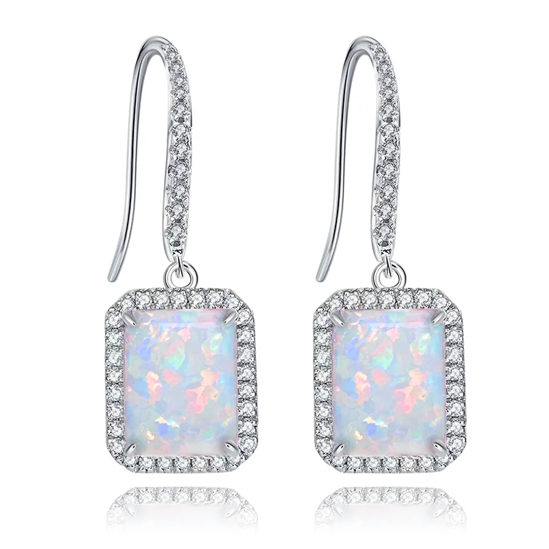 Paragraph 2023 Europe and the United States Multi-color Square Opal Earrings made by BlueOne Jewelry